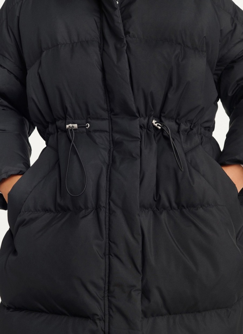 Black Dkny Oversized With Zip Sleeves Women's Puffer Jacket | E6200736