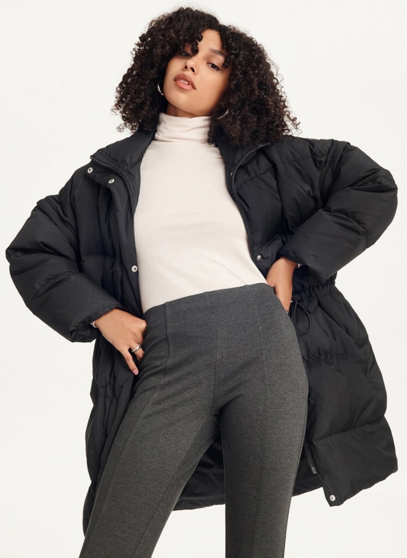 Black Dkny Oversized With Zip Sleeves Women's Puffer Jacket | E6200736