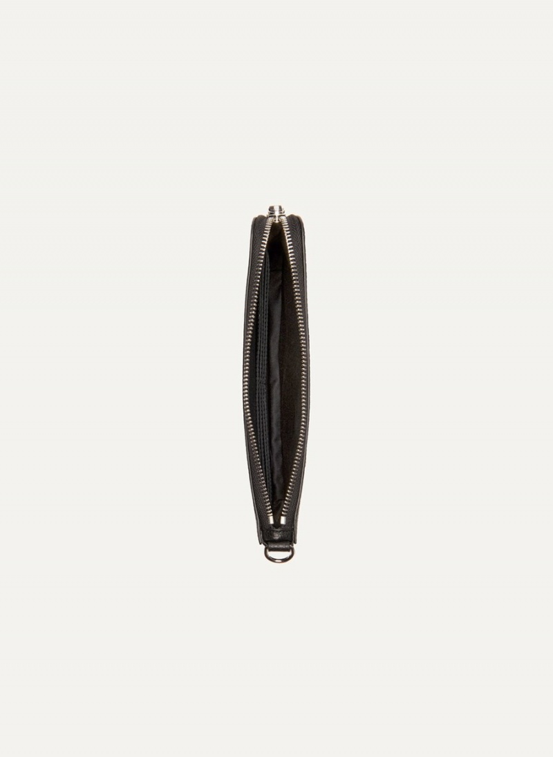 Black Dkny Wristlet Raised Logo Women's Clutch Bags | R6982991
